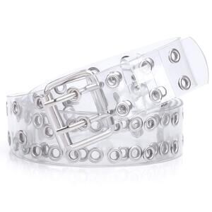 Ladies Clear Double Grommet Belts With Holes For Teens Girls Transparent Punk😉